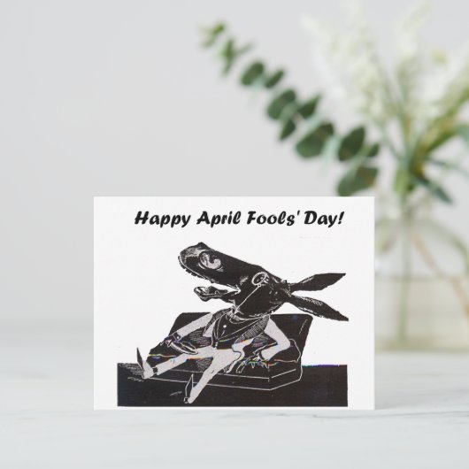 April Fools’ Day Grappige Ezel Cartoon Briefkaart (Staand voorkant)