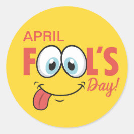 April Fool's Day Happy Funny Face | FEESTDAGEN Ronde Sticker