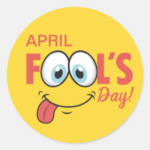 April Fool's Day Happy Funny Face FEESTDAGEN Ronde Sticker