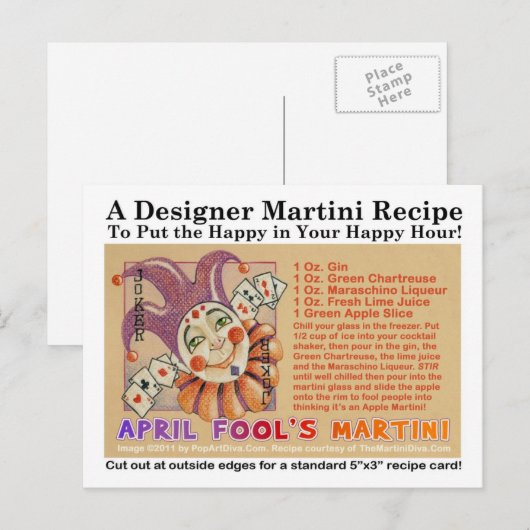 April Fool's Day Martini Recept Kaart Briefkaart (Voorkant / Achterkant)