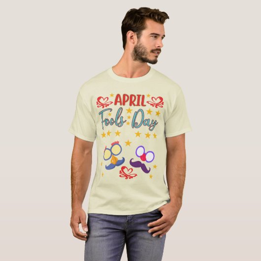 April Fool's Day Mustache & Glasses Unisex T-Shirt (Voorkant volledig)