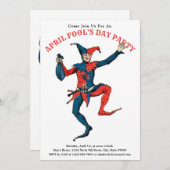 April Fool's Day Party Jester Uitnodiging Sjabloon (Voorkant / Achterkant)