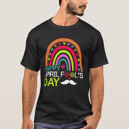 April Fools Day Rainbow Mustache Happy April Fools T-shirt (Voorkant)