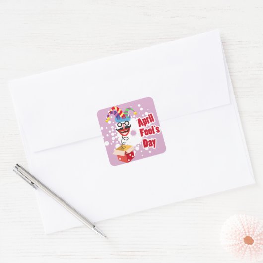 April Fools Day Vierkante Sticker (Envelop)