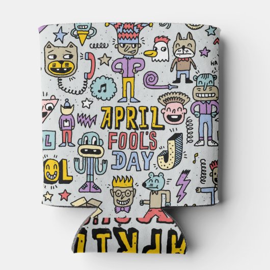 April Fools: kleurrijke doedelset. Blikjeskoeler (Achterkant)