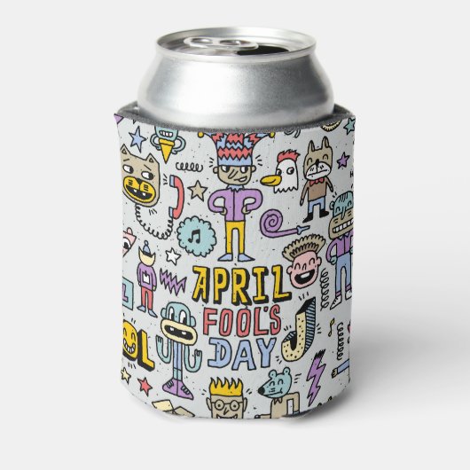 April Fools: kleurrijke doedelset. Blikjeskoeler (Blikje Achterkant)