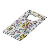 April Fools: kleurrijke doedelset. Creditkaart Flessenopener (Achterkant Gekanteld)