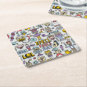 April Fools: kleurrijke doedelset. Kartonnen Onderzetters (Schuin)