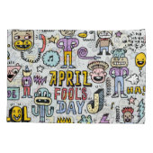 April Fools: kleurrijke doedelset. Kussensloop (Achterkant)