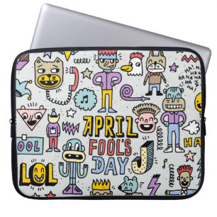 April Fools: kleurrijke doedelset. Laptop Sleeve