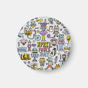 April Fools: kleurrijke doedelset. Magneet