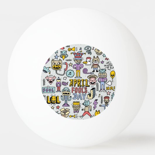 April Fools: kleurrijke doedelset. Pingpongbal (Voorkant)