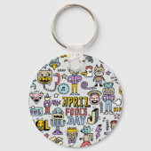 April Fools: kleurrijke doedelset. Sleutelhanger (Voorkant)