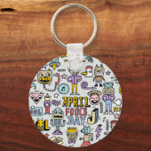 April Fools: kleurrijke doedelset. Sleutelhanger (Achterkant)