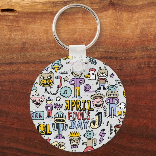 April Fools: kleurrijke doedelset. Sleutelhanger (Achterkant)