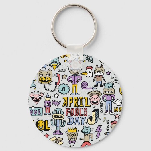 April Fools: kleurrijke doedelset. Sleutelhanger (Achterkant)