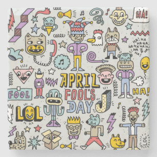 April Fools: kleurrijke doedelset. Stenen Onderzetter