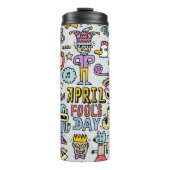 April Fools: kleurrijke doedelset. Thermosbeker (Voorkant)