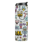 April Fools: kleurrijke doedelset. Thermosbeker (Gedraaid links)