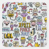 April Fools: kleurrijke doedelset. Vierkante Sticker (Voorkant)