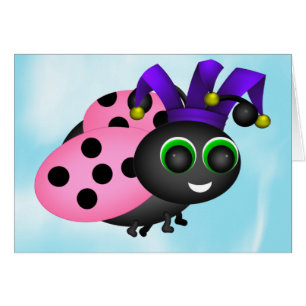 April Fools Ladybug Jester Kaart