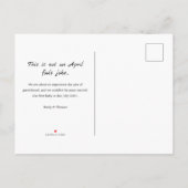 April Fools Zwangerschap onthullen / geboorte Aankondigingskaart (Achterkant)