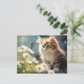 April Geboorte Bloem Daisy en Kitten Briefkaart (Staand voorkant)