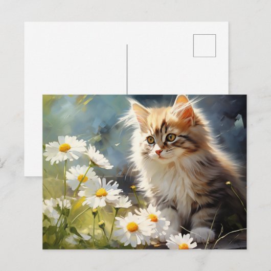 April Geboorte Bloem Daisy en Kitten Briefkaart (Voorkant / Achterkant)