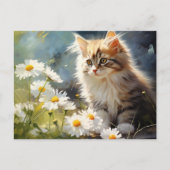April Geboorte Bloem Daisy en Kitten Briefkaart (Voorkant)
