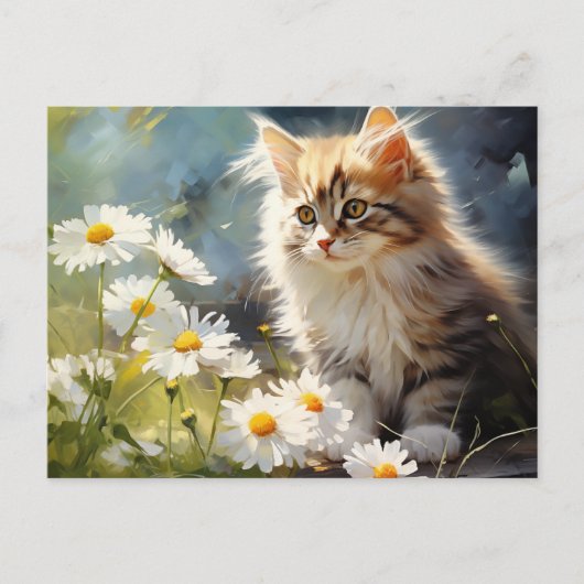 April Geboorte Bloem Daisy en Kitten Briefkaart (Voorkant)