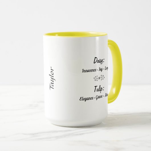 April Geboorte Bloem Daisy en Tulp Mok (Voorkant rechts)