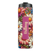 April Geboorte Bloem Daisy Gepersonaliseerd 16 oz Thermosbeker (Voorkant)