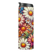 April Geboorte Bloem Daisy Gepersonaliseerd 16 oz Thermosbeker (Geroteerd rechts)