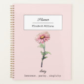 April Geboorte Bloem Roze Daisy Ontwerp Gepersonal Planner (Voorkant)