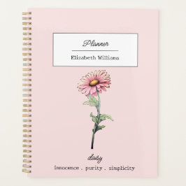 April Geboorte Bloem Roze Daisy Ontwerp Gepersonal Planner