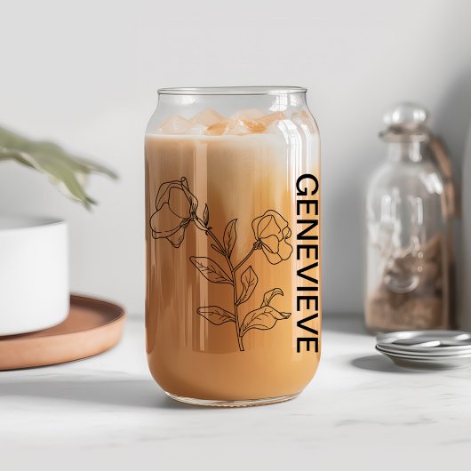 April Geboorte Bloem Sweet Pea met aangepaste naam Blikvorm Glas