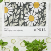 April Geboorte Bloemenmarkt Witte Daisy Bloemenpri Theedoek (Gevouwen)