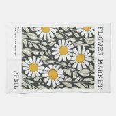 April Geboorte Bloemenmarkt Witte Daisy Bloemenpri Theedoek (Horizontaal)