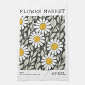 April Geboorte Bloemenmarkt Witte Daisy Bloemenpri Theedoek (Verticaal)