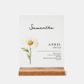 April Geboorte Maand Bloem Daisy Gepersonaliseerd Acryl Bord (Voorkant)
