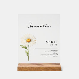 April Geboorte Maand Bloem Daisy Gepersonaliseerd Acryl Bord