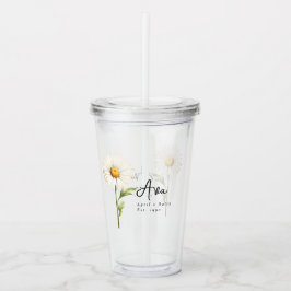 April Geboorte Maand Bloem Daisy Gepersonaliseerd Acryl Drinkbeker
