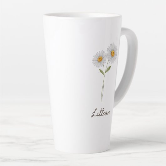 April Geboorte Maand Bloem Daisy Latte Mok (Rechterhoek)