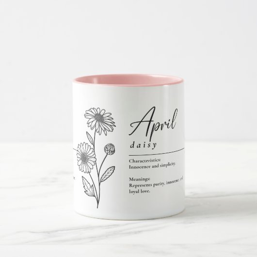 April Geboorte Maand Bloem Daisy Minimalist Mok (Midden)