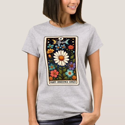 April Geboorte Maand Bloem Daisy T-shirt (Voorkant)