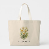 April Geboorte Maand Bloem Gepersonaliseerde Gift  Grote Tote Bag (Achterkant)