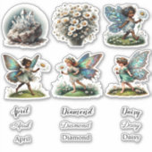 April Geboorte Maand Geboorte Bloem Sticker Set (Voorkant)