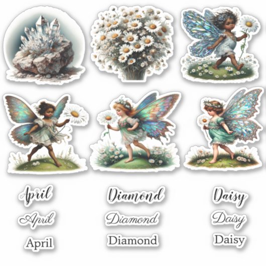 April Geboorte Maand Geboorte Bloem Sticker Set (Voorkant)