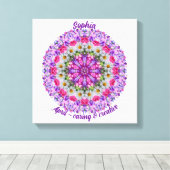 April Geboortebloem Gepersonaliseerde Daisy Mandal Canvas Afdruk (Insitu (Houten vloer))