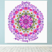 April Geboortebloem Gepersonaliseerde Daisy Mandal Canvas Afdruk (Insitu (Houten vloer))